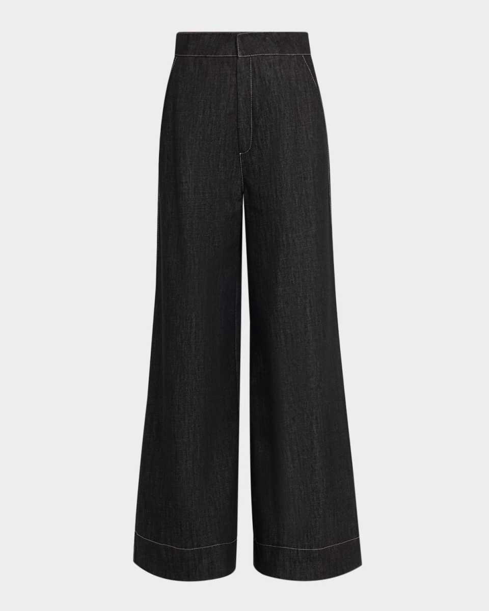 High-Rise Denim Flare Pants